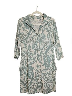 Terzo Millennio Linen Blend Floral Tunic Dress, Size Medium, Made In Italy